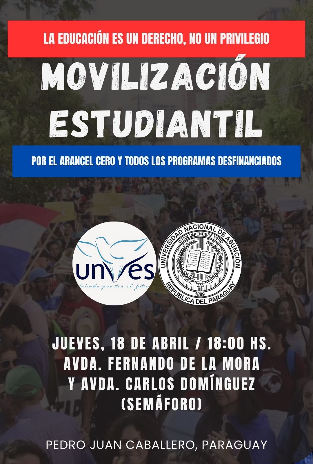 Este jueves prosigue la movilización estudiantil contra la ley de Arancel Cero